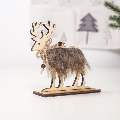 Christmas Elk Decorative Ornaments Wooden Felt Christmas Decorations Creative Furnishings Ornaments