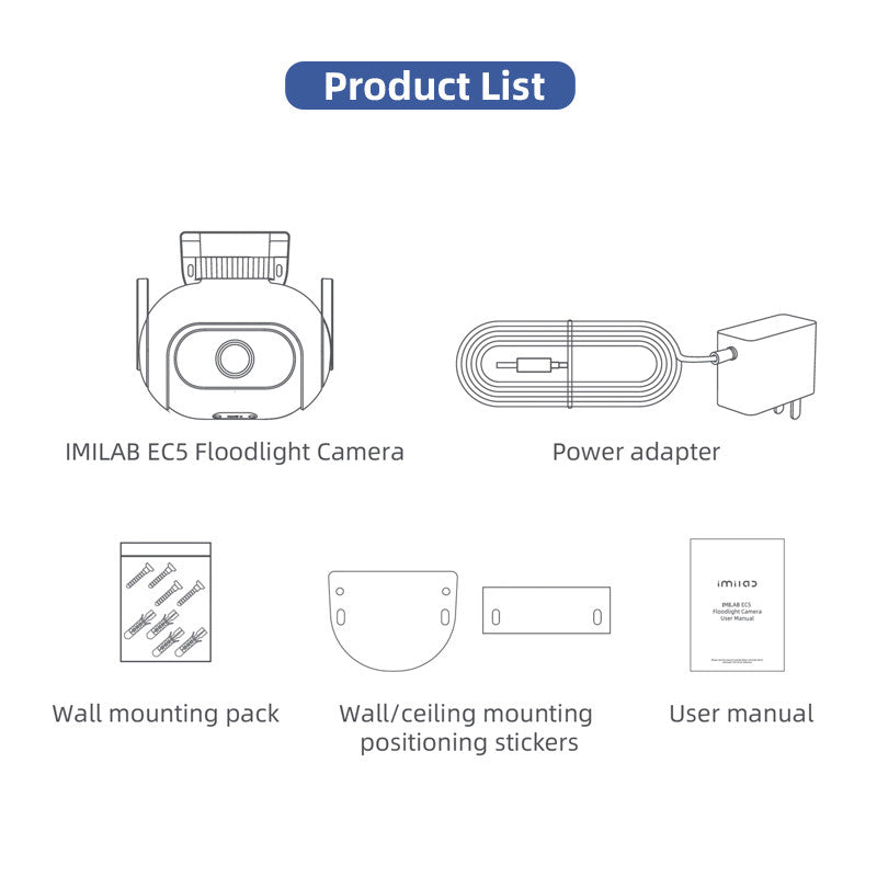 IMILAB - Kit de système de sécurité intelligent Wifi EC5 Surveillance vidéo extérieure Mihome App caméra de projecteur Ip sans fil 2Kc 