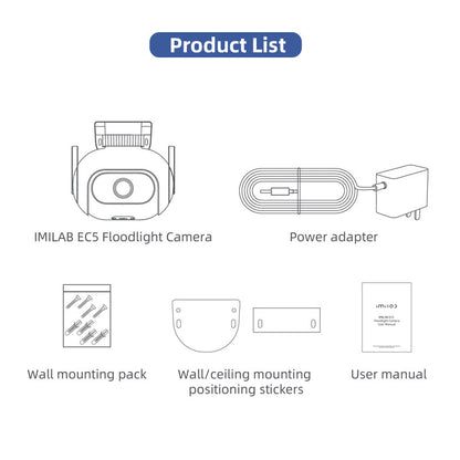 IMILAB - EC5 Wifi Kit de sistema de seguridad inteligente Videovigilancia exterior Aplicación Mihome Cámara de proyector Ip inalámbrica 2Kc 