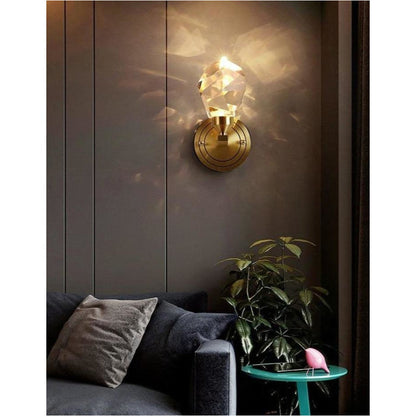 Copper Modern Villa Art Rotating Light Luxury Crystal Wall Lamp