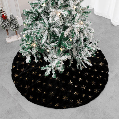 Decoración del hogar Cojín Falda de árbol de Navidad de terciopelo bordado negro