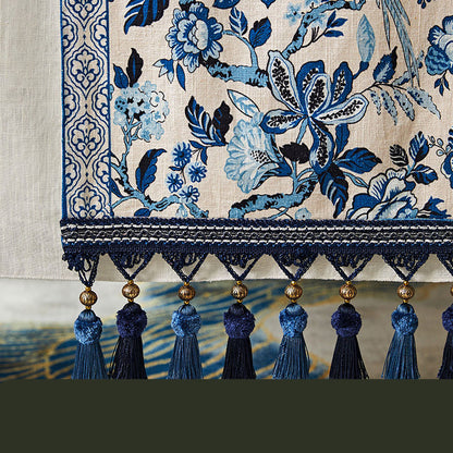 Lino azul y blanco del algodón de la tela de la mesa de té del estilo de la bandera de la tabla de la porcelana