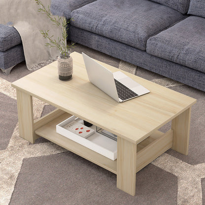 Double Coffee Table With Storage Rack