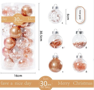 30 Pack Christmas Transparent Plastic Ball Tree Decorations