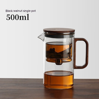 One-Click Filtering Walnut Full Glass Liner Teapot