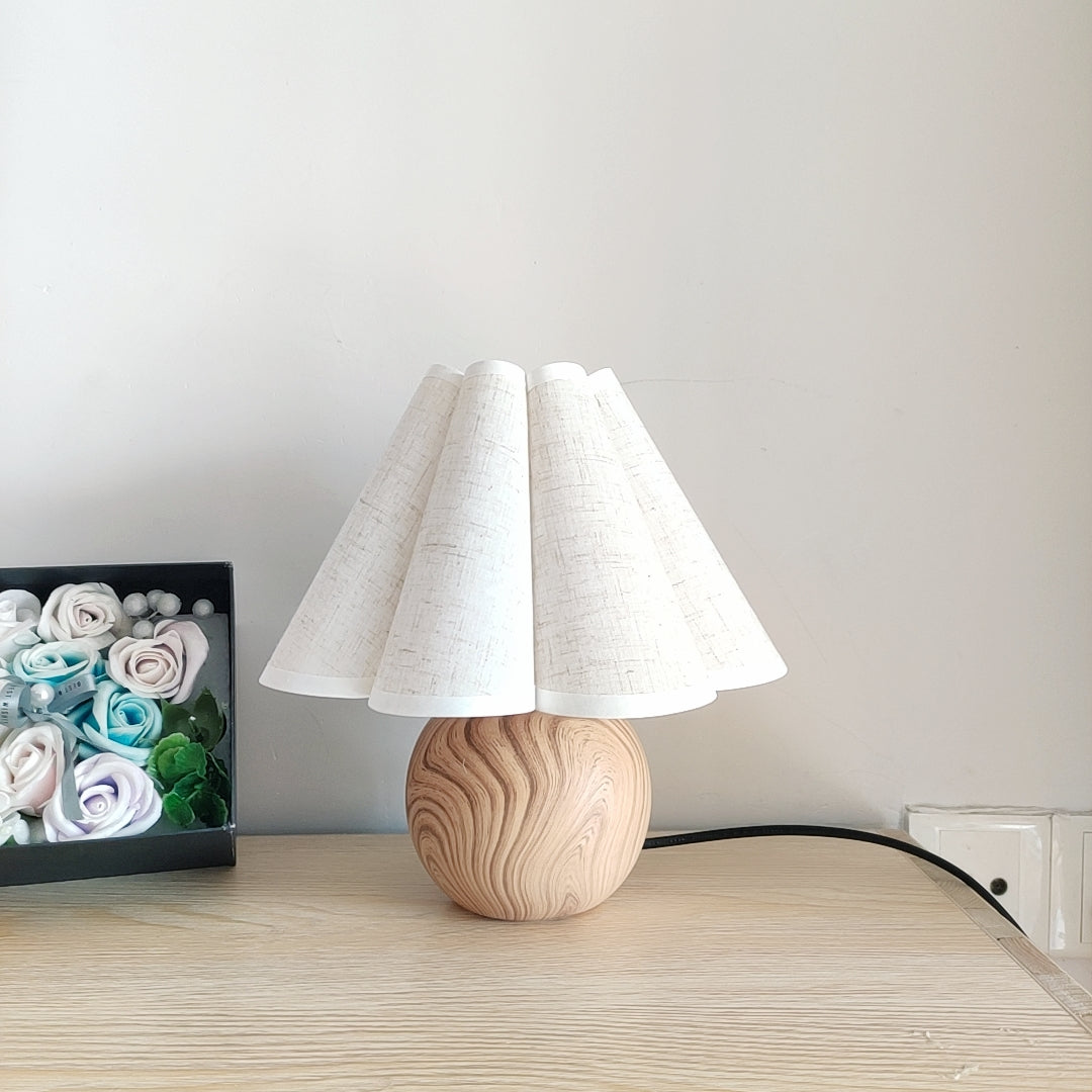 Metal Ceramic Petal Fabric Bedside Decorative Table Lamp