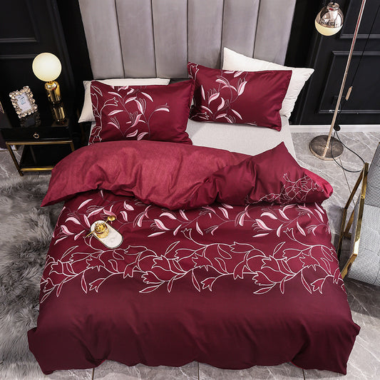 Three-piece Bedding Set, Plain Quilt Cover, Pillowcase, Four-piece Set Without Bed Linen