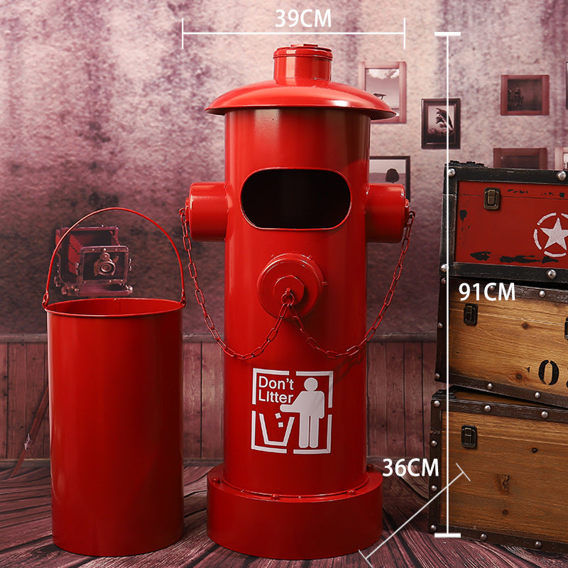 Iron Creative Industrial Style Vintage Fire Hydrant Shape Trash Can