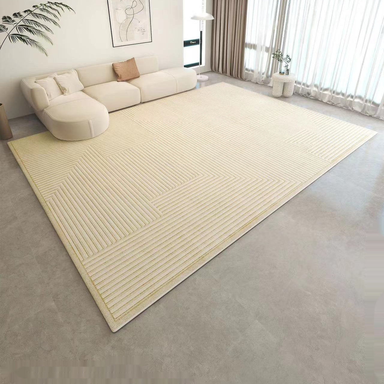 Mesa De Centro Para Sala De Estar Alfombra Estilo Crema Simple