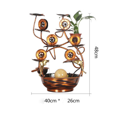 Adornos de agua de cobre puro, fuente de riqueza con rueda Feng Shui