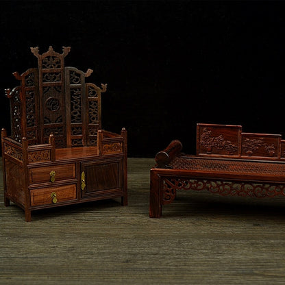 Muebles en miniatura modelo caoba armario mesa taburete