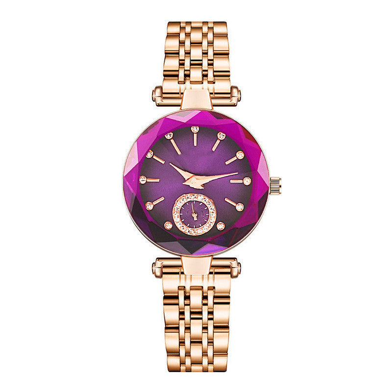 Reloj de cuarzo de corte simple a la moda para mujer con banda de acero