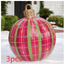 Bola de adorno navideño para exteriores, de PVC, 60 cm, inflable, decorada, bolas gigantes de PVC, grandes, para decorar árboles de Navidad