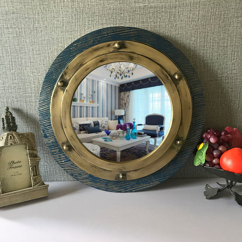 Miroir de maquillage circulaire suspendu au mur, décoration de salle de bains de Style méditerranéen