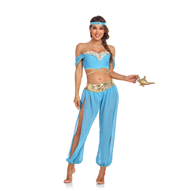 Robe de princesse Jasmine pour femme - Tenue de spectacle sur scène pour Halloween