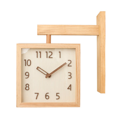 Reloj de pared de doble cara de madera maciza, sala de estar silenciosa, hogar, esquina Simple, reloj de dos lados