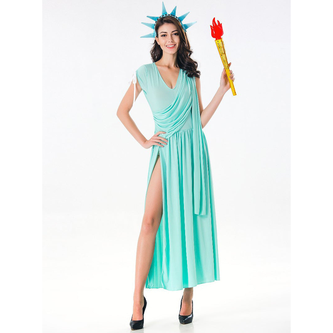 Greek Goddess Split Cosplay Halloween Stage Costume