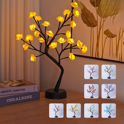 Lampe de Table en forme d'arbre à fleurs et de roses, veilleuse féerique de bureau, alimentée par USB, cadeaux pour mariage, saint-valentin, décoration de noël