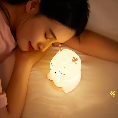 Lampe Pat en Silicone en forme de cerf, veilleuse d'allaitement à sept couleurs