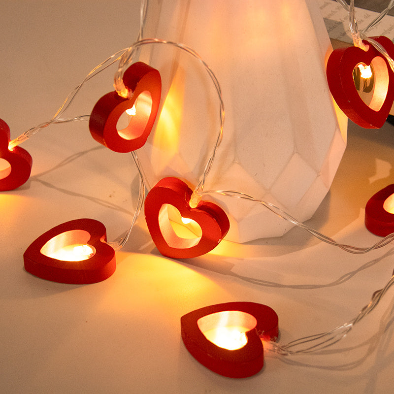 Guirnalda de luces con forma de corazón para el día de San Valentín, guirnalda de luces de madera, decoración para bodas, fiestas, bricolaje, suministros y accesorios 