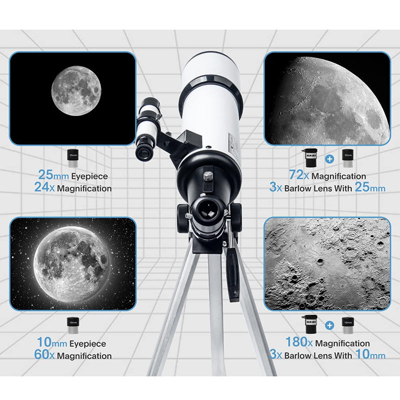 Distancia focal del telescopio astronómico de metal con adaptador de teléfono