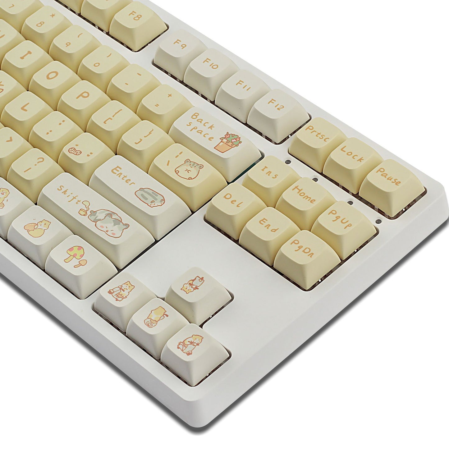 Mechanical Keyboard Keycaps Custard Cute Fit 68 75 98 100 Column Key Cap