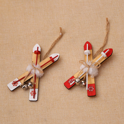 Christmas Decorations Wooden Sleigh Pendant Dress Up