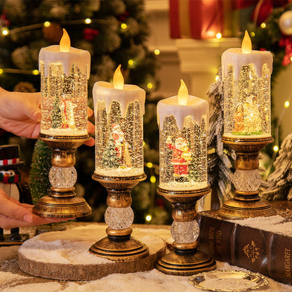 Disposición de la escena de la luz de las velas con decoraciones navideñas