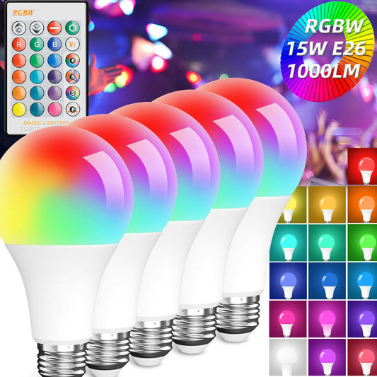 Ampoule LED 15W RGB, télécommande sans fil intelligente, lampe à intensité variable, changement de couleur, ampoule intelligente WiFi LED, multicolore pour Alexa