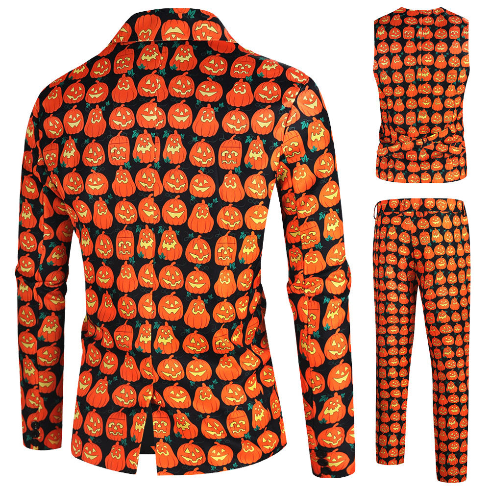 Traje de chaleco y pantalón con estampado 3D informal nuevo para Halloween, otoño e invierno