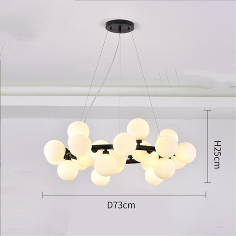 Lustre de barre de boule de verre multi-têtes de salle à manger créative