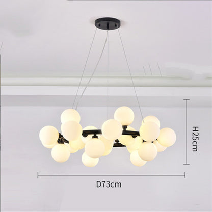 Lustre de barre de boule de verre multi-têtes de salle à manger créative