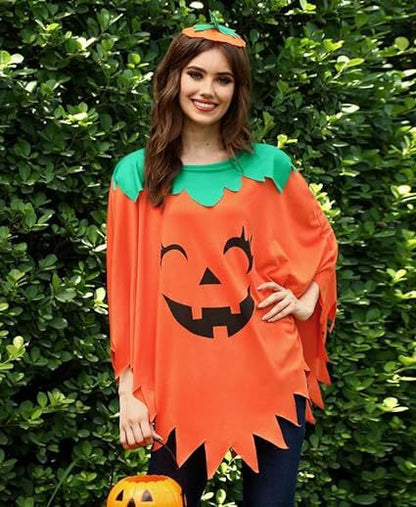 Suéter de capa de ropa de capa de calabaza de Halloween para mujer