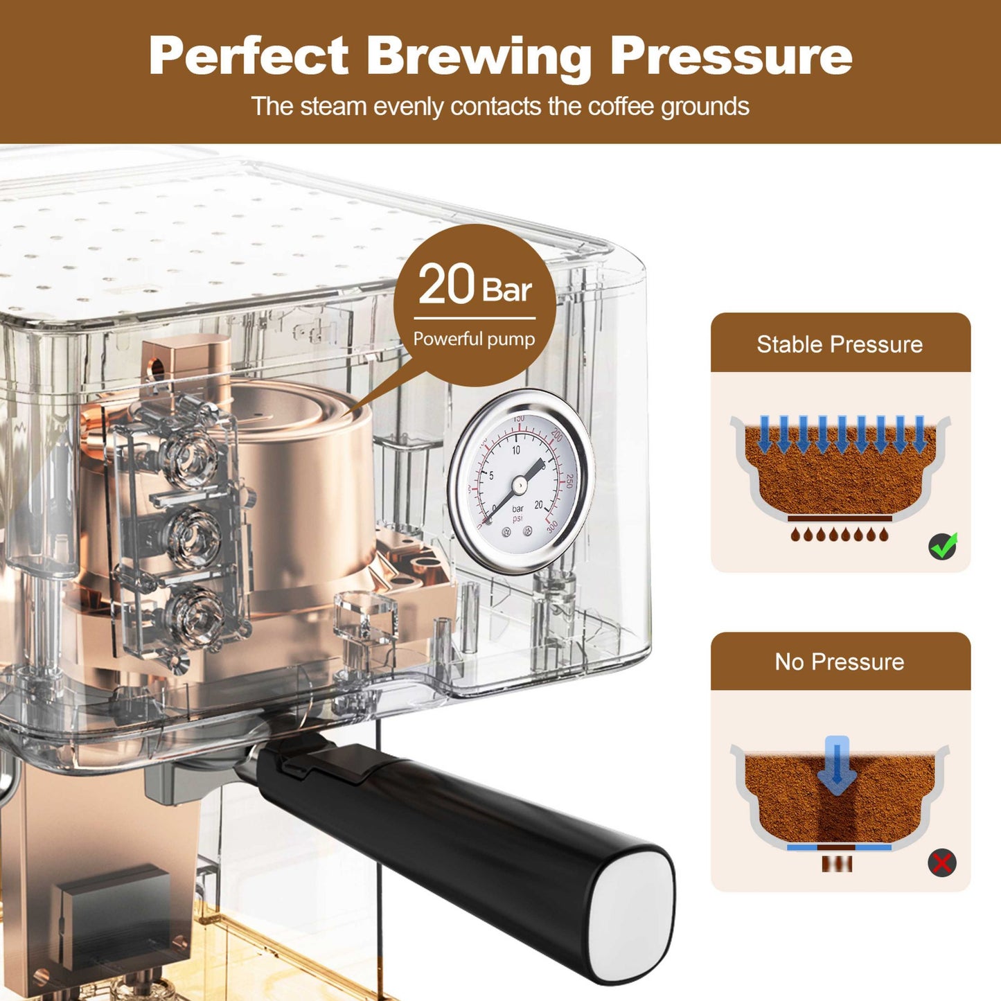 Espresso Machine 20 Bar Pressure Cappuccino Latte Maker Coffee Machine With ESE POD Filter&Milk Frother Steam Wand&thermometer, 1.5L Water Tank, Stainless Steel Espresso Ban On Amazon