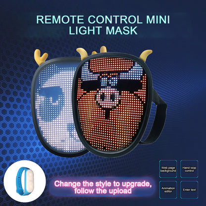 Nueva máscara de Halloween con luz LED, luminosa, con lazo de mano, máscara luminosa controlada por el cuerpo, almohadilla para cosplay para fiestas, juguete de ambiente editable DIY