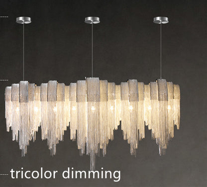 Nordic Luxury Villa Design Tassel Aluminum Chain Living Room Chandelier