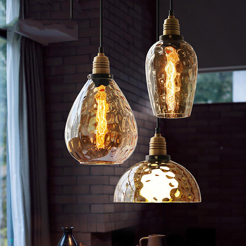 Simple Bedroom Bedside Glass Chandelier Retro Industrial Style