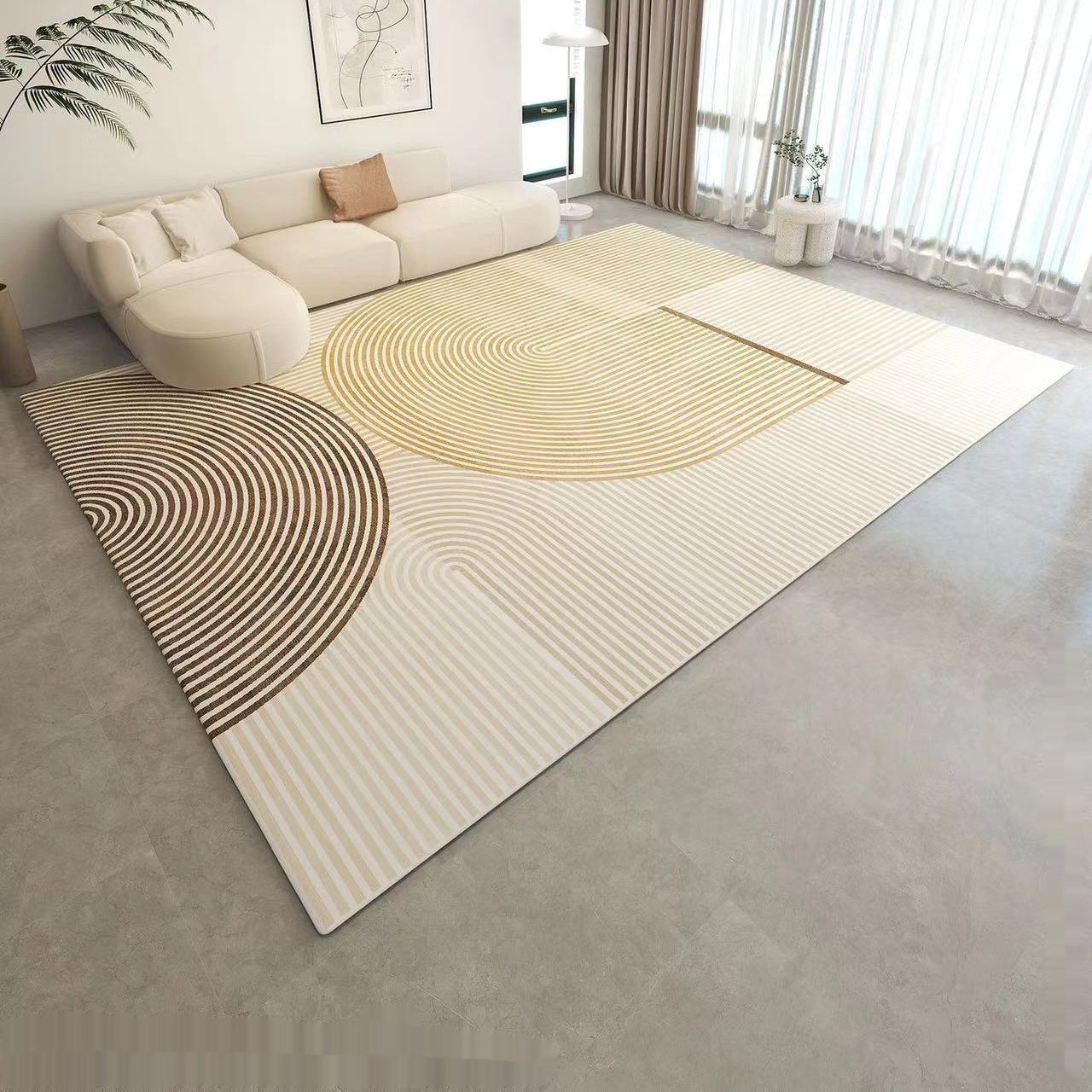 Tapis de style crème simple pour table basse de salon