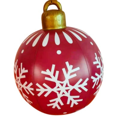 Boule de décoration de Noël en PVC pour l'extérieur 60 cm, boule gonflable décorée en PVC, grosses boules géantes pour décorations d'arbre de Noël, boule de jouet