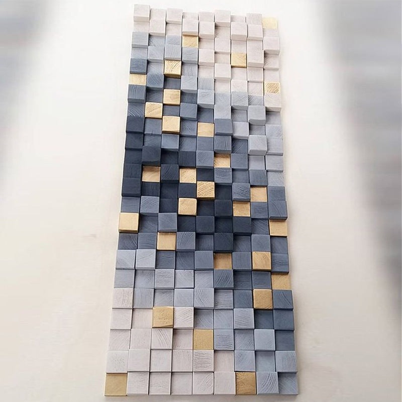 Decorative Three-dimensional Mosaic Wood Block Canvas Painting