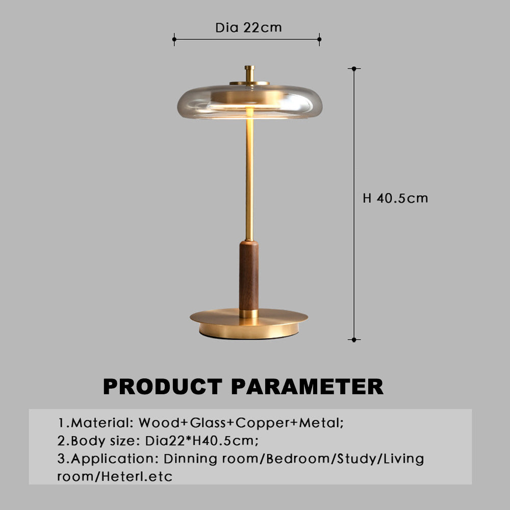 Lámpara de mesa decorativa de estudio de dormitorio de sala de estar de madera de nogal de latón con personalidad creativa