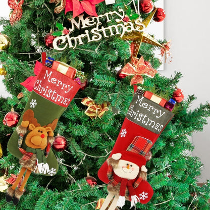 Ensemble de grandes chaussettes de Noël du Nouvel An 2024, décorations de Noël en peluche 3D, grandes chaussettes, pendentif pour arbre de Noël, fournitures de décoration