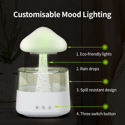 Nueva llegada humidificador de nube de lluvia goteo de lluvia aceite esencial de aromaterapia difusor de aire 450 ml 7 colores humidificador de setas