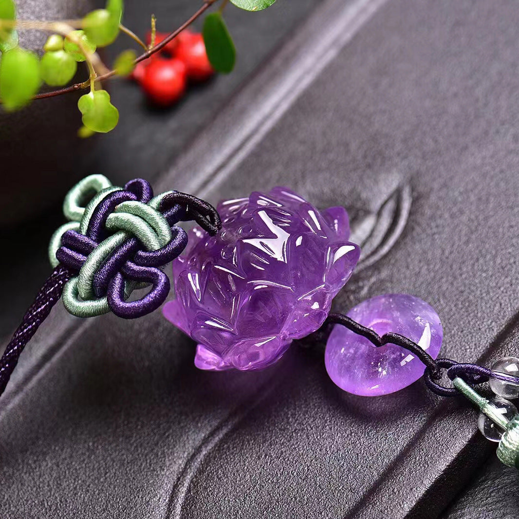 Handmade Tassel Carving Lotus Gourd Home Pendant