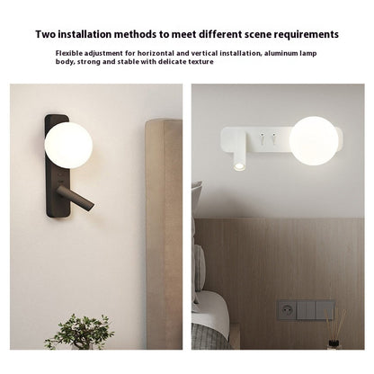 Lampe murale minimaliste moderne et tendance en forme de lune avec boule de verre pour chambre à coucher