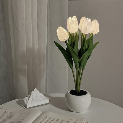 LED tulipe veilleuse artificielle pot de fleurs en pot plante paysage lampe de Table maison chambre salon décoration cadeau