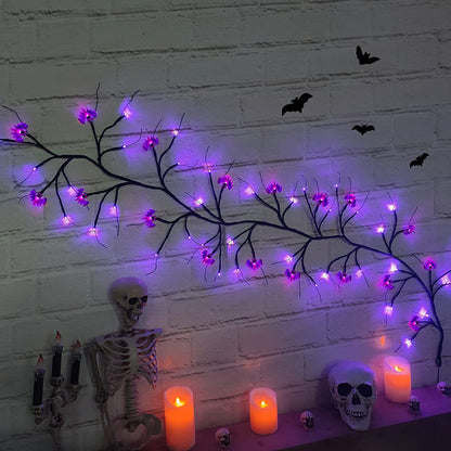 Guirlande lumineuse LED en forme de vigne de saule pour Halloween, décoration de citrouille chauve-souris de dessin animé Cool pour décoration intérieure et extérieure de maison de fête