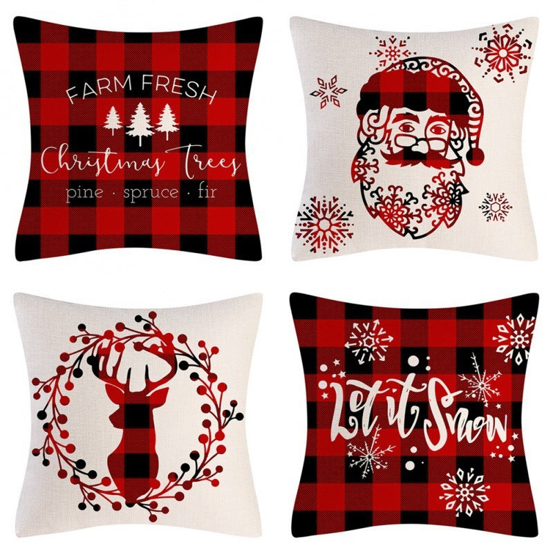 Home Decoration Christmas Pillow Cover Four-piece Set