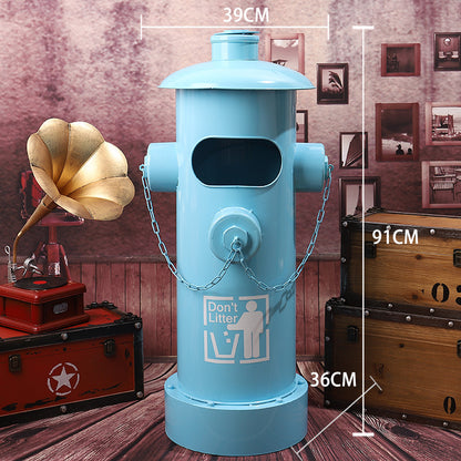 Iron Creative Industrial Style Vintage Fire Hydrant Shape Trash Can