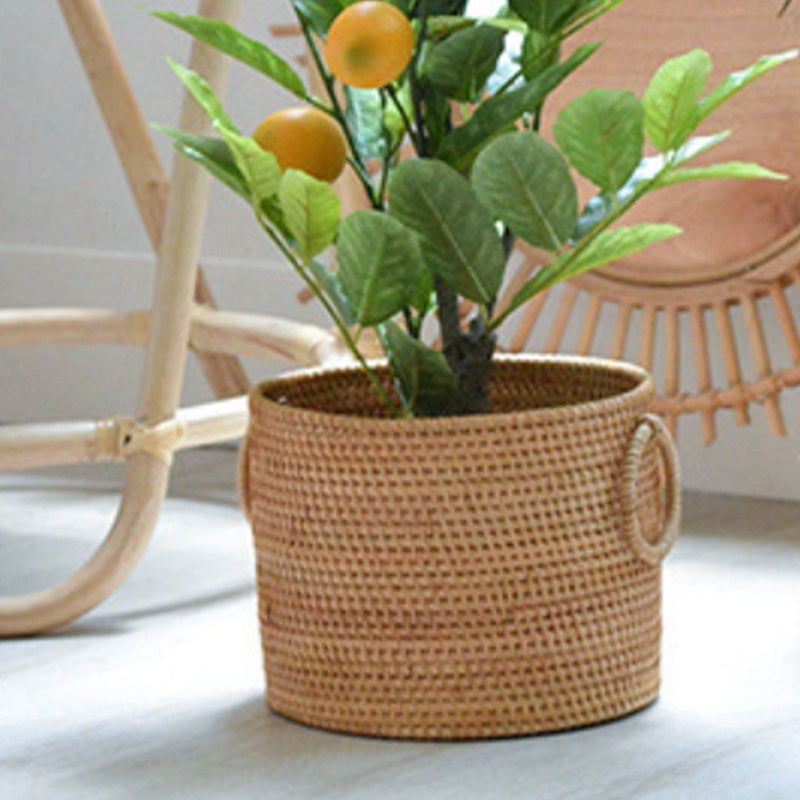 Table basse en rotin tissé à la main du Vietnam, panier de rangement des débris avec télécommande, seau de rangement rond